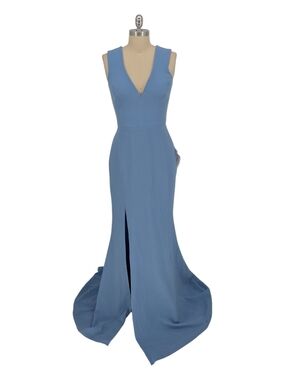 NWOT Dress the Population V Neck Mermaid Dress Blue size Medium formal black tie